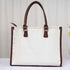 White & Brown PU Leather Customised Box Bag - Uncommongifts.in