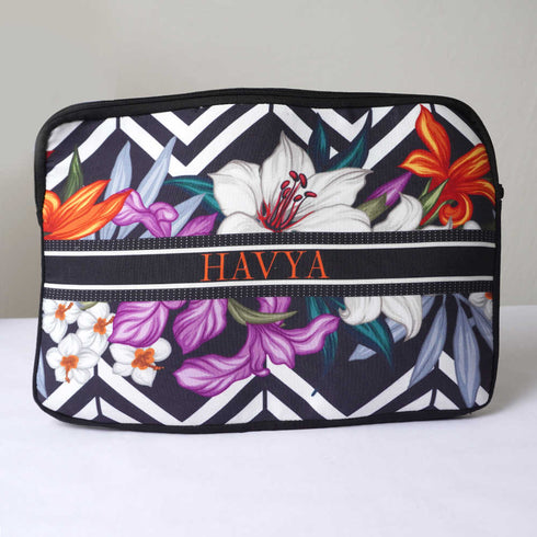 Personalised Floral Laptop Sleeve/Cover & Box Pouch Kids Combo