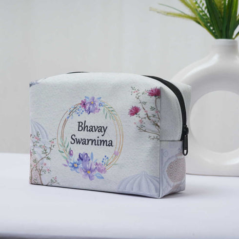 Personalised Floral Printed Box Pouch - Uncommongifts.in