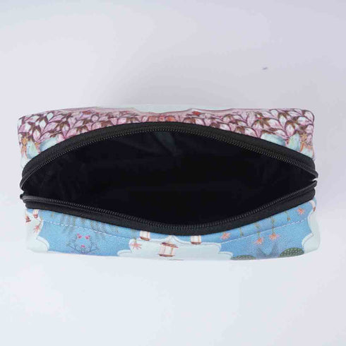 Personalised Blue Floral Printed Box Pouch - Uncommongifts.in