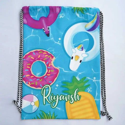 Personalised Donut Printed Drawstring Bag for Kids