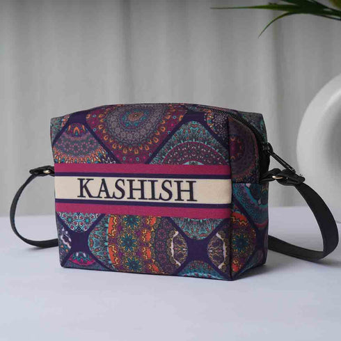 Geometric Printed Personalised Sling Bag - Uncommongifts.in