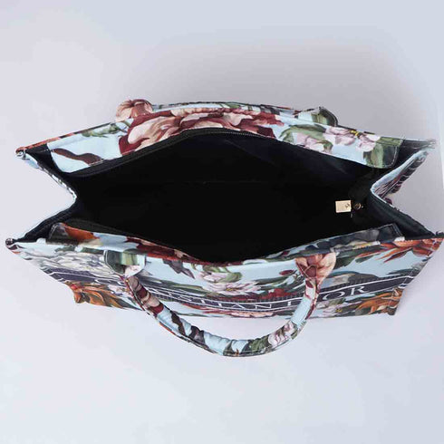 Flower Printed Customised Box Tote Bag - Uncommongifts.in