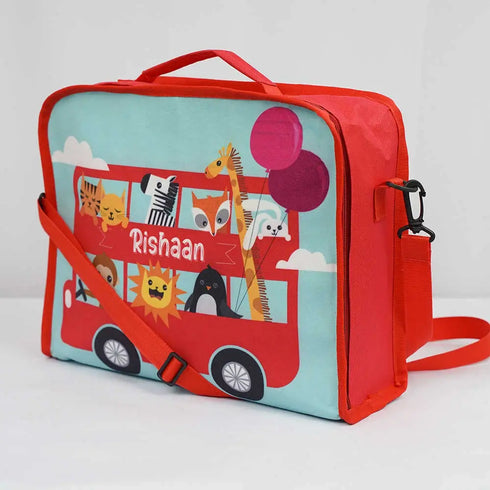 Personalised Animal Printed Organizers Bag with Sling for Kids