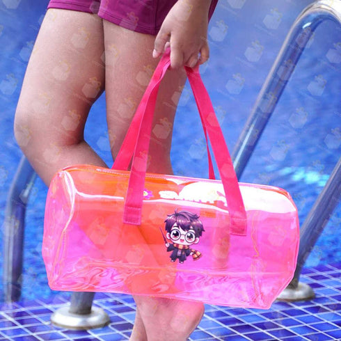Personalised Kids Jelly Swimming Duffle Bag - Pink