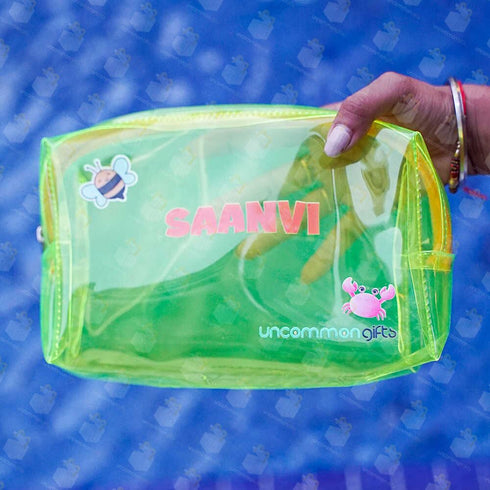 Personalized Small Jelly Travel Box Pouch for Kids - Green