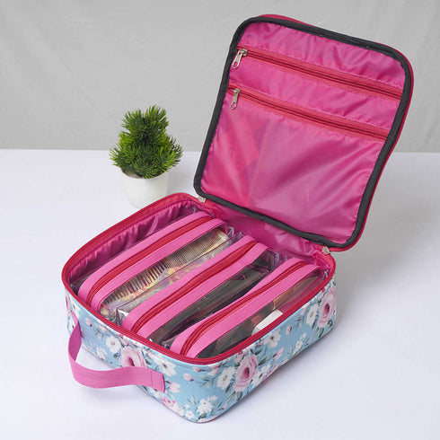 Personalised Floral Traveler Makeup Bag Vanity Pouch for Women