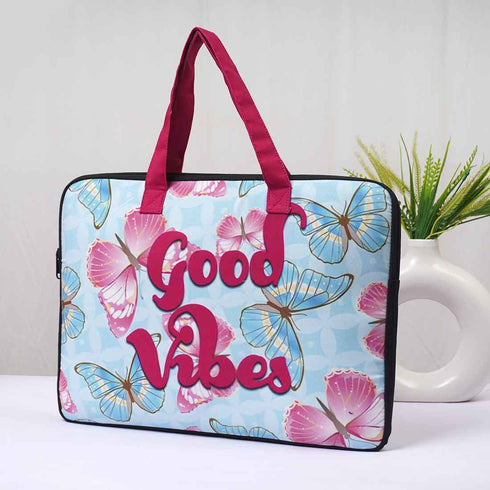 Customized Butterfly Printed Canvas Laptop Bag