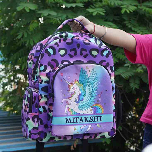 Personalised Unicorn Printed Bag Pack With Pouch