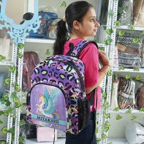 Personalised Unicorn Printed Bag Pack With Pouch