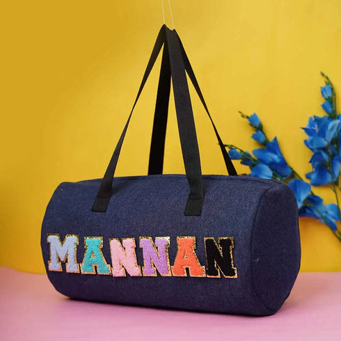 Personalized Denim Duffle Bag for Kids