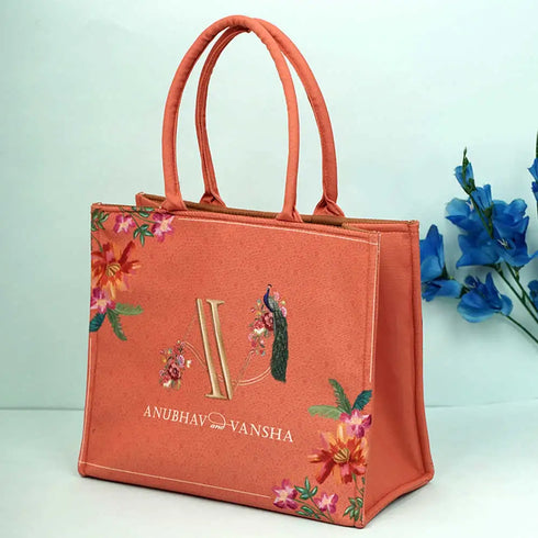 Personalized Floral Printed Box Bag