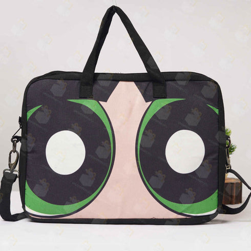 Cartoon Face Printed Canvas Laptop Bag - 15.6 inch
