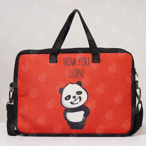 Panda Printed Canvas Laptop Bag - 15.6 inch