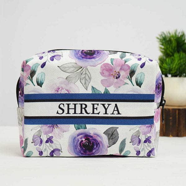 Personalised Purple Floral Box Pouch