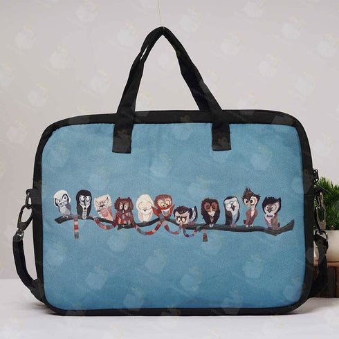 Owls Printed Canvas Laptop Bag - 15.6 inch
