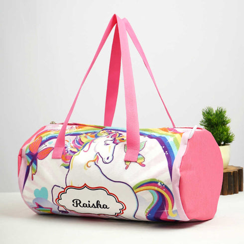 Personalised Unicorn Printed Kids Swimming Duffle Bag