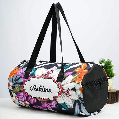 Personalised Floral Printed Kids Swimming Duffle Bag