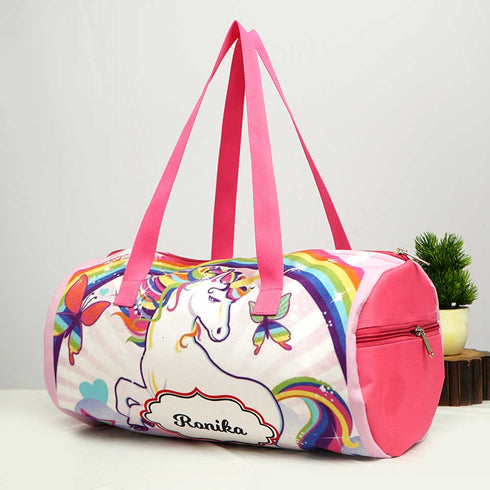 Personalised Unicorn Printed Kids Swimming Duffle Bag