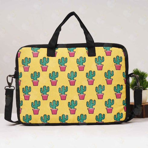 Cactus Printed Canvas Laptop Bag - 15.6 inch