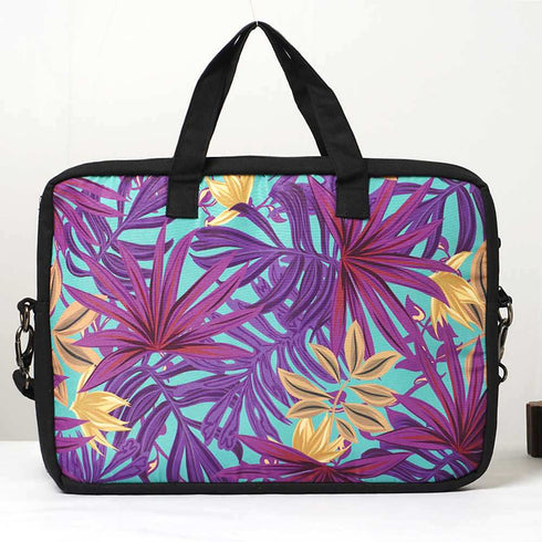 Purple Leaf's Printed Canvas Laptop Bag - 15.6 inch