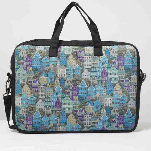 Multi Houses Printed Canvas Laptop Bag - 15.6 inch