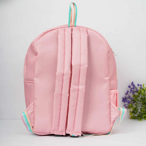 Personalized Kids Backpack with Patch and Initial Letter - Pink
