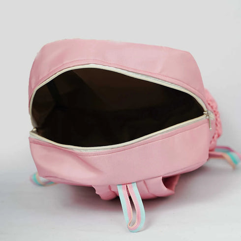 Personalized Kids Backpack with Patch and Initial Letter - Pink