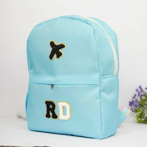 Personalized Kids Backpack with Patch and Initial Letter - Blue