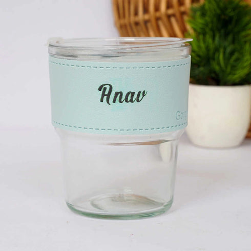 Personalized Glass Sipper with Leather Sleeve