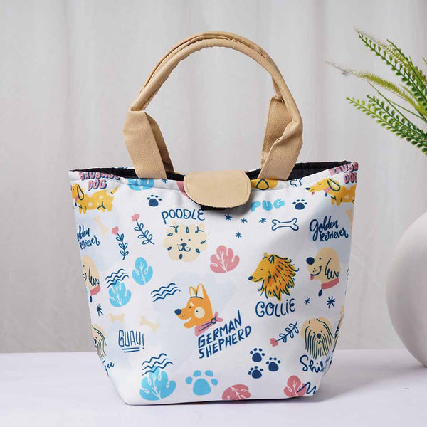 Dogs Printed Lunch Bag With Handle - Uncommongifts.in