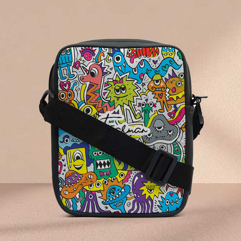Doodle Print Personalised Men Sling Bag - Uncommongifts.in