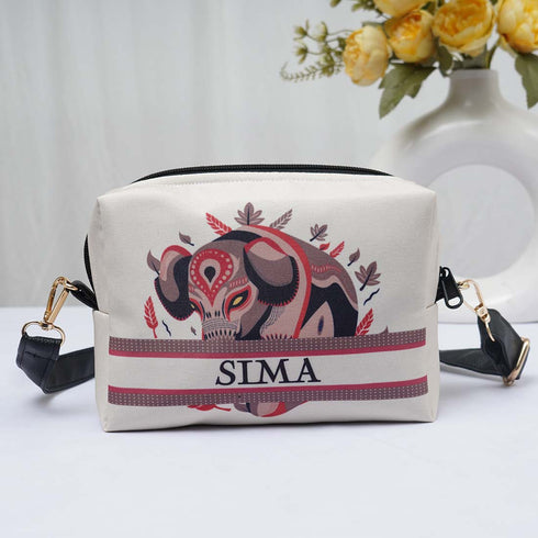 Elephant Printed Personalised Sling Bag - Uncommongifts.in