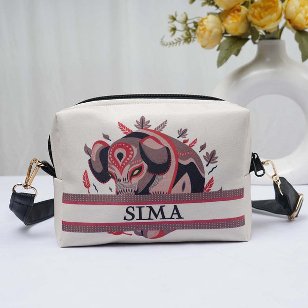Elephant Printed Personalised Sling Bag - Uncommongifts.in