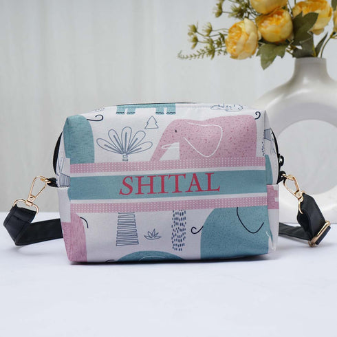 Elephant Printed Personalised Sling Bag - Uncommongifts.in