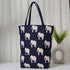 Elephants Blue Printed Oversized Shopper Tote Bag - Uncommongifts.in