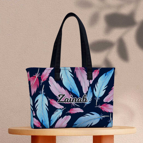Feather Print Women's Office Bag - Uncommongifts.in