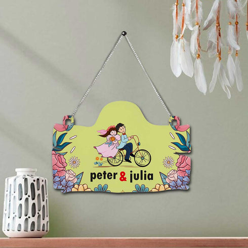 Floral Personalised Couples Wall Hanging - Uncommongifts.in
