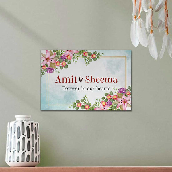 Floral Personalised Couples Wall Hanging - Uncommongifts.in