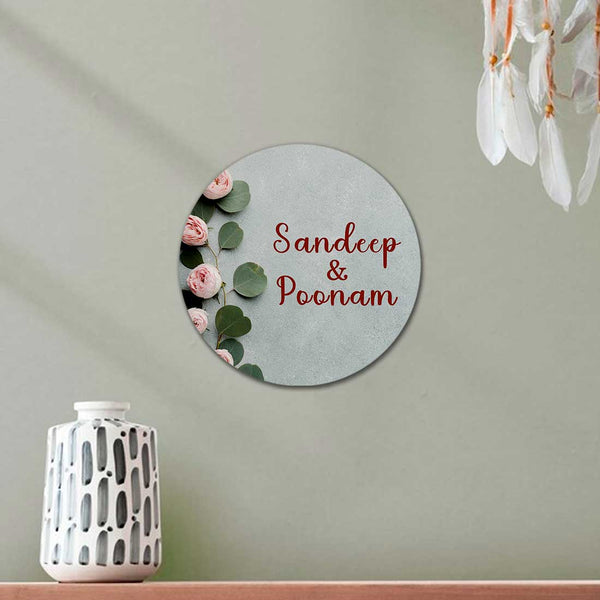 Floral Personalised Couples Wall Hanging - Uncommongifts.in