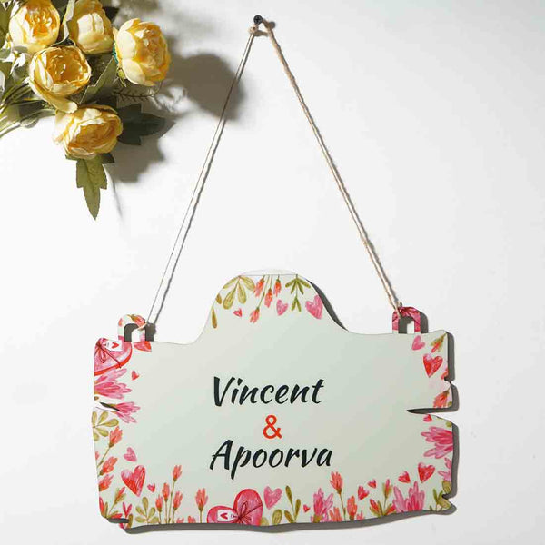 Floral Personalised Couples Wall Hanging - Uncommongifts.in