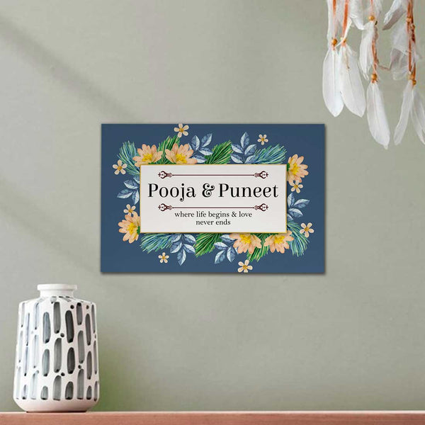 Floral Personalised Couples Wall Hanging - Uncommongifts.in