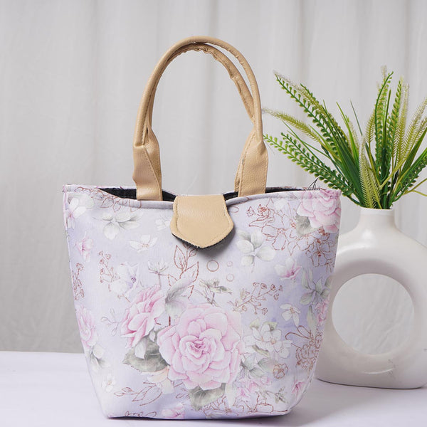 Floral Printed Canvas Lunch Bag With Handle - Uncommongifts.in