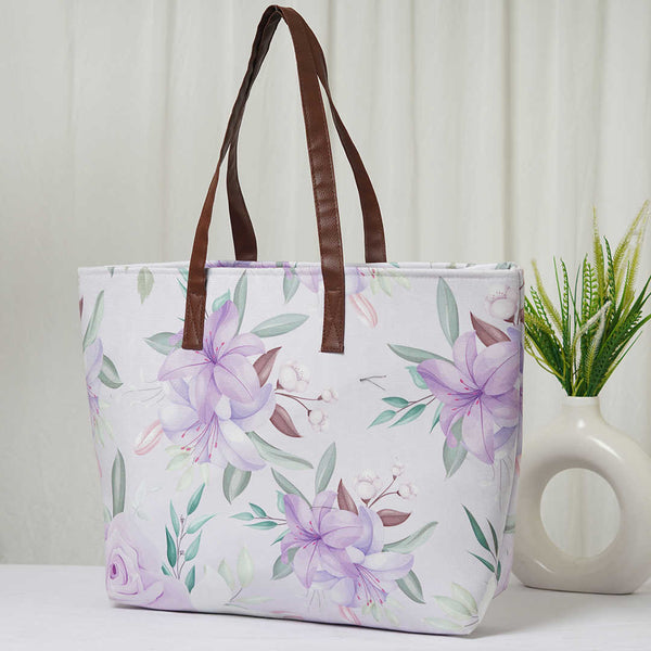 Floral Printed Canvas Shoulder Bag Handbag - Uncommongifts.in