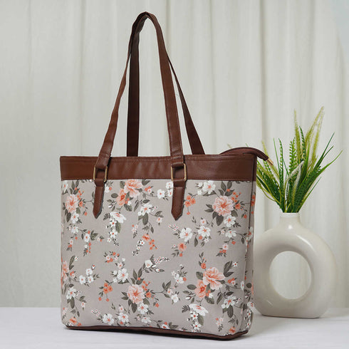Floral Printed Canvas Shoulder Bag Handbag - Uncommongifts.in
