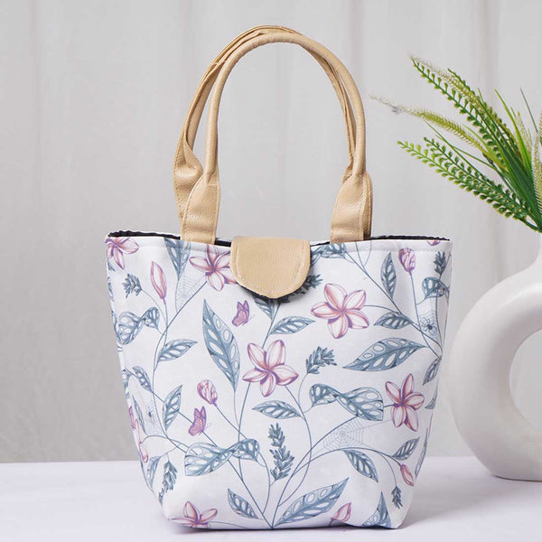 Floral Printed Lunch Bag With Handle - Uncommongifts.in