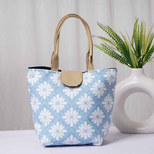 Floral Printed Lunch Bag With Handle - Uncommongifts.in