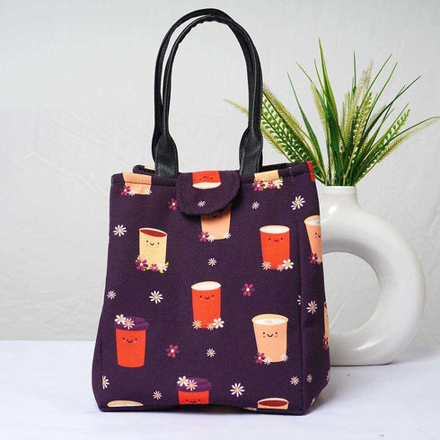 Floral Printed Lunch Bag With Handle
