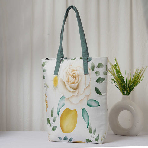 Floral Printed Oversized Shopper Tote Bag - Uncommongifts.in