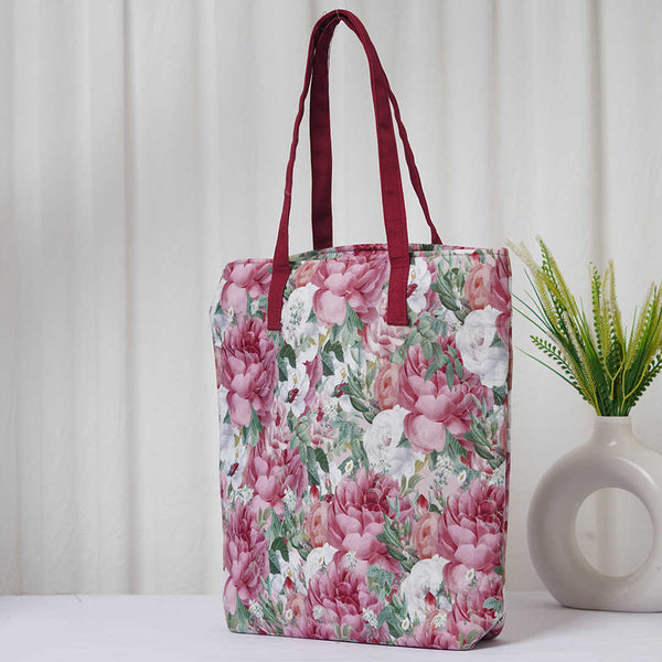 Floral Printed Oversized Shopper Tote Bag - Uncommongifts.in